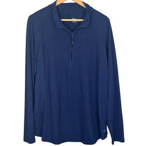 Hyba Dark Heather Blue Long Sleeve 1/2 Zip Long Sleeve  Activewear Top  2X